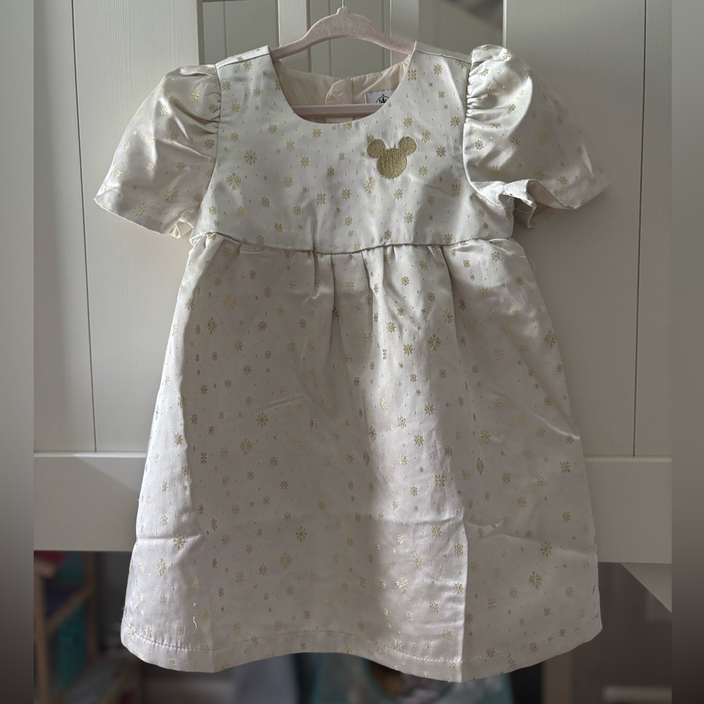 Disney World Girls White Gold Dress Size 4